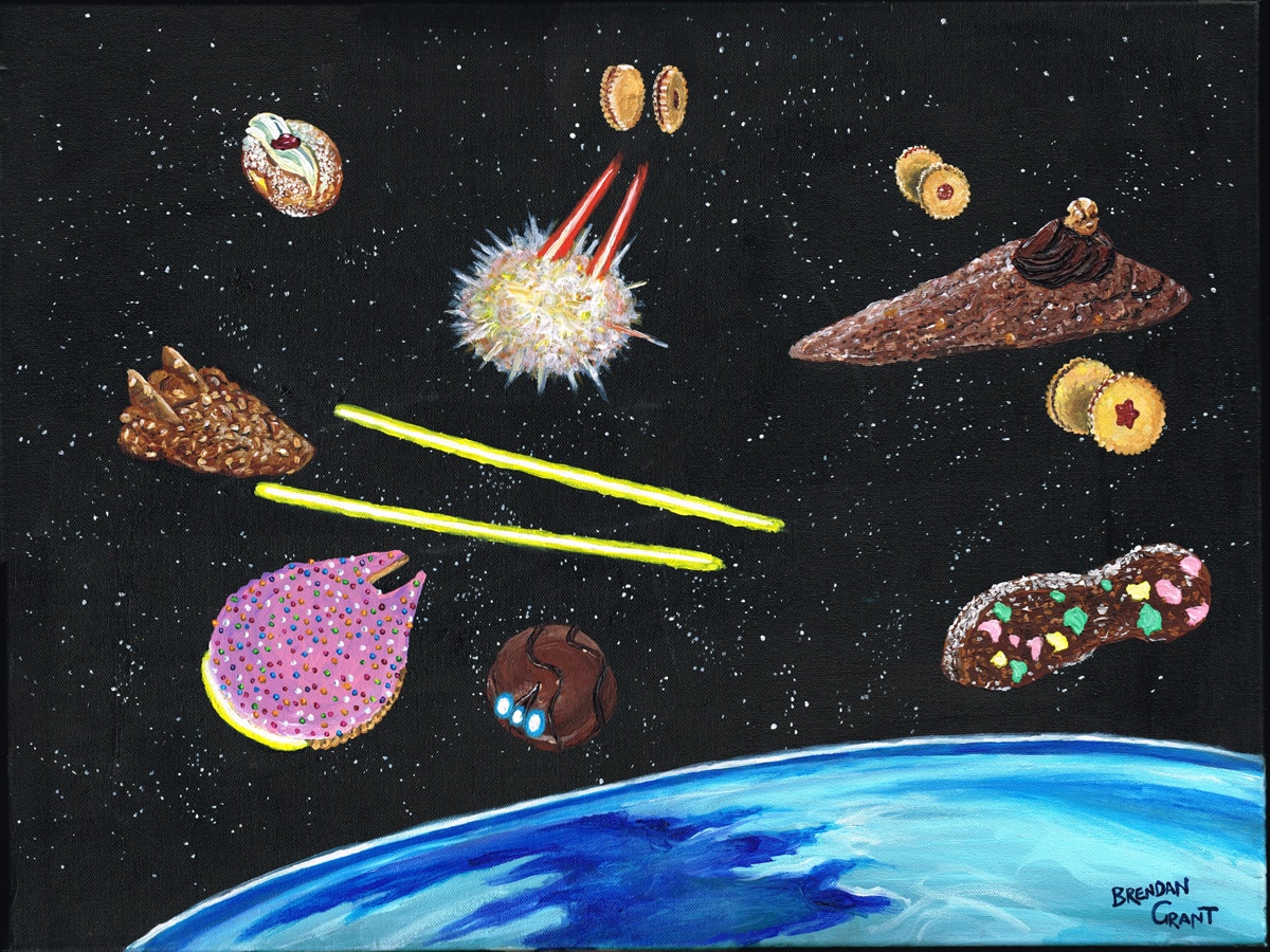 NZ biscuits in a Star Wars style space battle